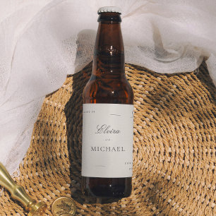 Minimalist Monogram Editorial Wedding Beer Bottle Label
