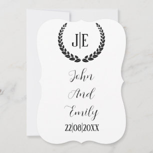 Minimalist monogram elegant black and white weddin save the date