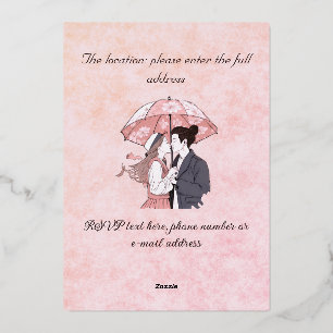 Minimalist monogram elegant pink couple umbrella