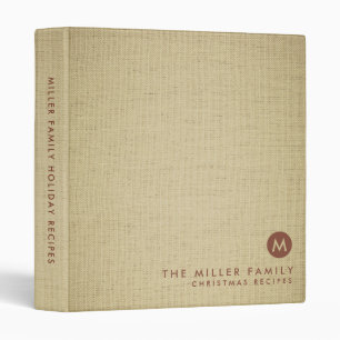 Minimalist Monogram Family Christmas Recipe Binder