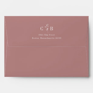 Minimalist Monogram Floral Rose Return Address Envelope