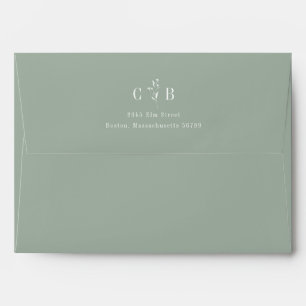 Minimalist Monogram Floral Sage Return Address Envelope