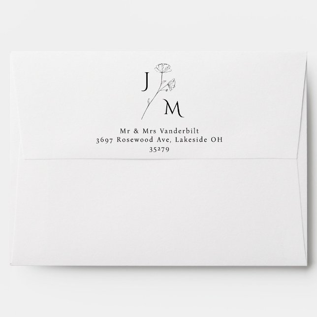 Minimalist Monogram Floral Wedding Envelope (Creator Uploaded)