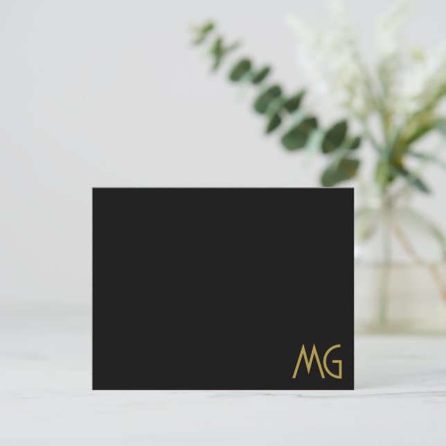  Minimalist Monogram Gold Black Initials Card (Standing Front)