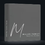 Minimalist Monogram Grey Family Recipes Binder<br><div class="desc">Modern recipe binder features a minimal design in a grey and white colour palette. Custom family name presented in the lower right-hand corner in stylish simple font with a complimentary minimal monogram initial. Shown with a custom name and monogram initial on the front in modern typography, this personalized family recipe...</div>