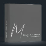 Minimalist Monogram Grey Family Recipes Binder<br><div class="desc">Modern recipe binder features a minimal design in a grey and white colour palette. Custom family name presented in the lower right-hand corner in stylish simple font with a complimentary minimal monogram initial. Shown with a custom name and monogram initial on the front in modern typography, this personalized family recipe...</div>
