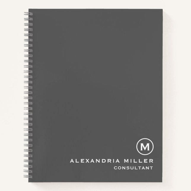 Minimalist Monogram Grey Notebook (Front)