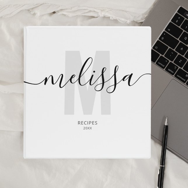 Minimalist Monogram Handwriting Name 3 Ring Binder (Creator Uploaded)