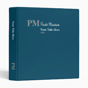 Minimalist Monogram Handwritten Name dark-blue Binder