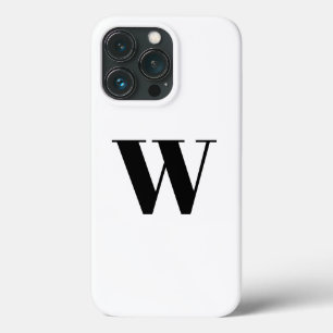 Minimalist monogram initial letter black white iPhone 13 pro case