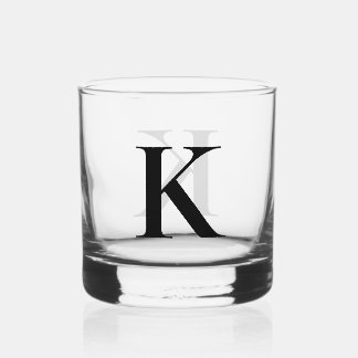 Minimalist Monogram Initial Letter Whiskey Glass