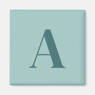 Minimalist Monogram Initial Turquoise/Teal Magnet