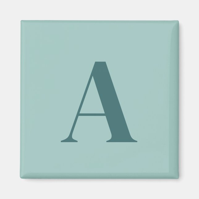 Minimalist Monogram Initial Turquoise/Teal Magnet (Front)
