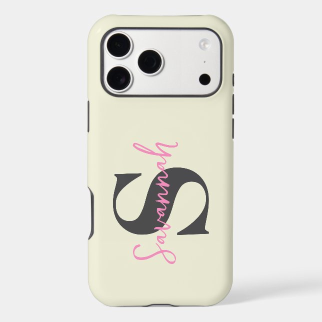 Minimalist Monogram Initial with Pink Script Name  (Back)