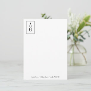 Minimalist Monogram Initials Address Professional Card