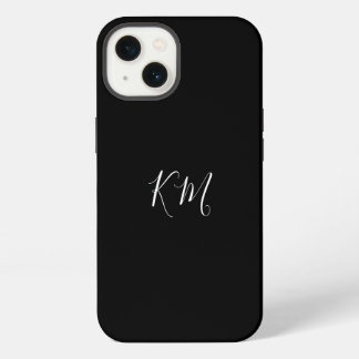 Minimalist monogram  initials black Phone Case
