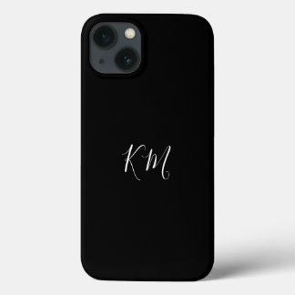 Minimalist monogram  initials black Phone Case
