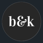 Minimalist Monogram Initials Black White Wedding Classic Round Sticker<br><div class="desc">Modern,  minimal,  minimalist wedding design with big bold letters in tone colour: black white  (colour,  font,  text,  size can be changed).  With date and bride and groom monograms,  monogrammed (initials).  Stickers / seals for wedding invitation envelopes. Perfect for that young couple for fall/autumn wedding.</div>