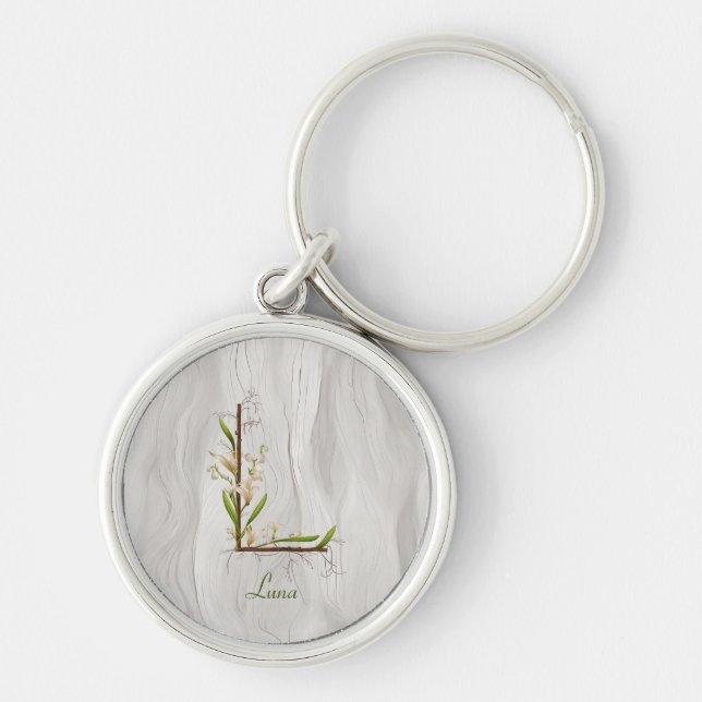 Minimalist Monogram L: Nature's Touch Keychain (Front)