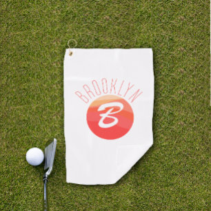 Minimalist monogram letter C coral orange white Golf Towel