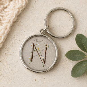 Minimalist Monogram N: Dainty Florals & Vines Keychain