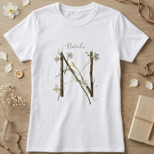 Minimalist Monogram N: Dainty Florals & Vines T-Shirt