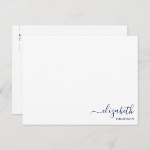 Minimalist Monogram Navy Blue Simple  Card