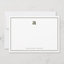 Minimalist Monogram Olive Green Two Border