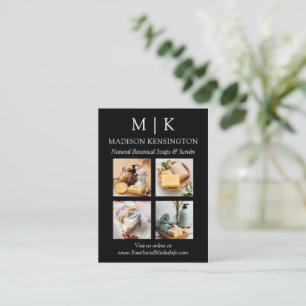 Minimalist Monogram or Add Logo Business 4 Photo Card