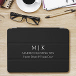 Minimalist Monogram or Add Logo Business Black iPad Air Cover<br><div class="desc">Modern Minimalist Tablet Cover. Black & White or choose your custom colours. Perfect for corporate,  small business,  company brands,  self employed and more. Easy to personalize with your monogram initials,  business name and information,  job title,  slogan or even add your logo or personal brand design.</div>