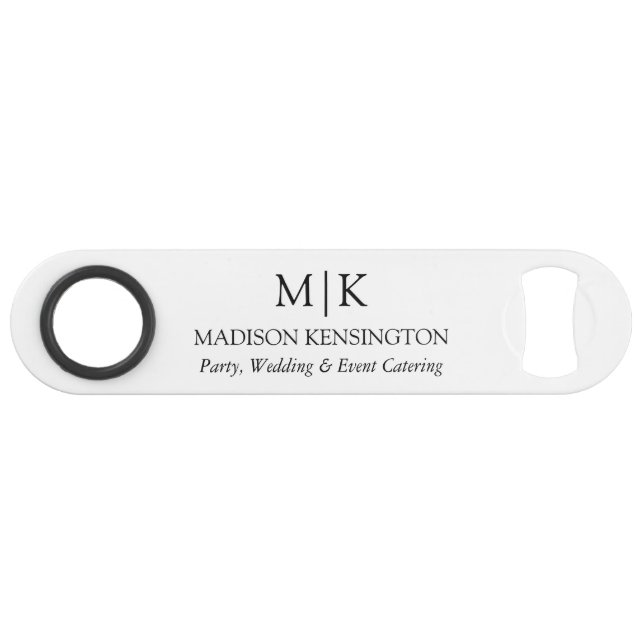 Minimalist Monogram or Add Logo Business Bottle Bar Key (Front (Horizontal))