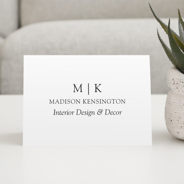 Minimalist Monogram or Add Logo Business Folded Note Card (Creator Uploaded)