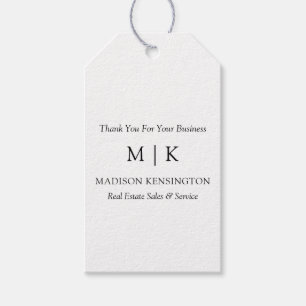 Minimalist Monogram or Add Logo Business Gift Tags