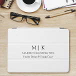 Minimalist Monogram or Add Logo Business iPad Air Cover<br><div class="desc">Modern Minimalist Tablet Cover. Black & White or choose your custom colours. Perfect for corporate,  small business,  company brands,  self employed and more. Easy to personalize with your monogram initials,  business name and information,  job title,  slogan or even add your logo or personal brand design.</div>
