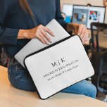 Minimalist Monogram or Add Logo Business Laptop Sleeve<br><div class="desc">Modern Minimalist Laptop Sleeve Cover. Black & White or choose your custom colours. Perfect for corporate,  small business,  company brands,  self employed and more. Easy to personalize with your monogram initials,  business name and information,  job title,  slogan or even add your logo or personal brand design.</div>