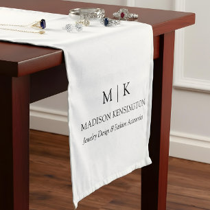 Minimalist Monogram or Add Logo Business Medium Table Runner