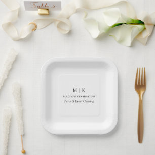 Minimalist Monogram or Add Logo Business  Paper Plate