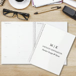 Minimalist Monogram or Add Logo Business Planner<br><div class="desc">Modern Minimalist Planner. Black & White or choose your custom colours. Perfect for small business,  company brands,  self employed home office,  online seller organization and more. Easy to personalize with your monogram initials,  business name and information,  job title,  slogan or even add your logo or personal brand design.</div>