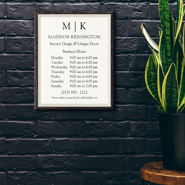 Minimalist Monogram or Add Logo Business Poster (Edit to Customize text, colors and more)