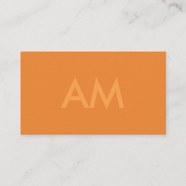 Minimalist Monogram Orange Business Card (Front)
