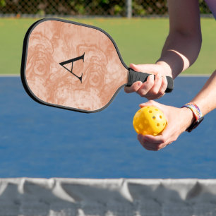 Minimalist Monogram Orange Wood Grain  Pickleball Paddle