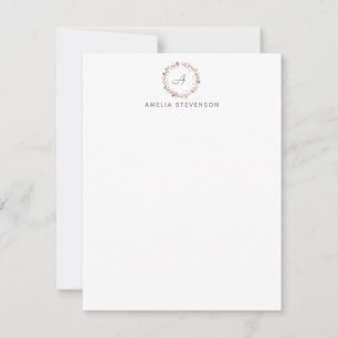 Minimalist Monogram Pastel Floral Personalized  Card
