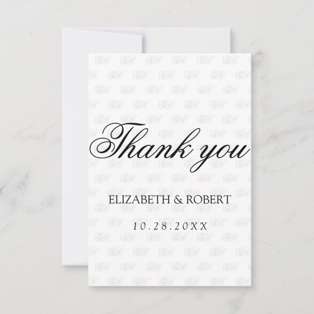 Minimalist Monogram Pattern  Thank You Card (Front)