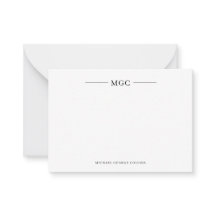 Minimalist Monogram Personalized Mens Note Card