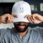 Minimalist Monogram Personalized Trucker Hat<br><div class="desc">Top off your look with our custom white baseball cap, personalized with a minimalist monogram initial and your name for a clean, stylish design. Made from premium materials, this cap is lightweight, comfortable, and adjustable, making it perfect for any outdoor activity. Whether you're hitting the golf course, enjoying a casual...</div>