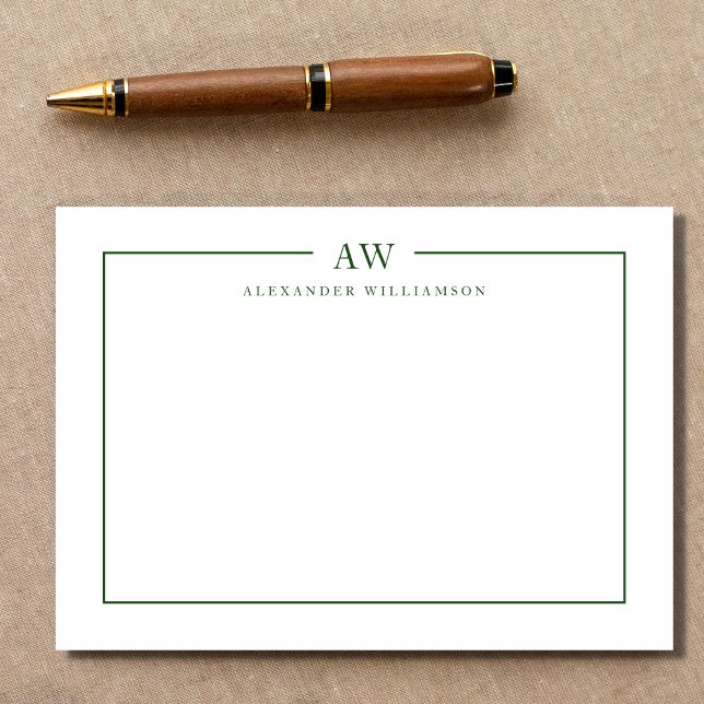 Minimalist Monogram Pine Green Card (Creator Uploaded)