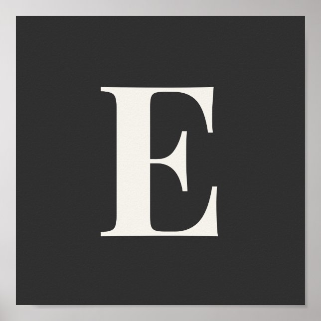 Minimalist Monogram Poster | Gray & Ivory Initial  (Devant)