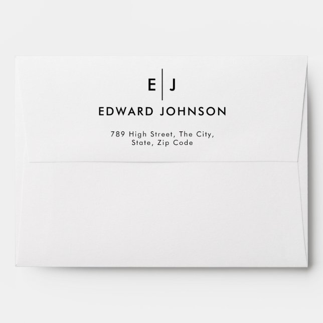 Minimalist Monogram Professional Return Address Envelope (Back (Top Flap))