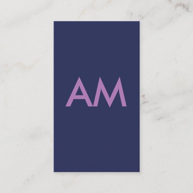 Minimalist Monogram Purple Business Card (Front)