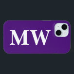 Minimalist Monogram Purple Initial Stylish Modern iPhone 15 Case<br><div class="desc">personalized iphone case custom gift, personalized name case Christmas gift, custom name birthday present girl, custom phone case with name, bridesmaid gift present for daughter, wife Christmas present purple and white, present for friend iphone case, customized phone case girlfriend fiancee, friend gift maid of honour, personalized matron of honour gift,...</div>